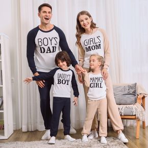 Letter Print Family Matching Raglan Long-sleeve Sweatshirts Sets