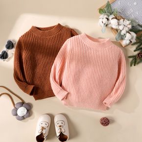 Toddler Girl Casual Solid Color Knit Sweater