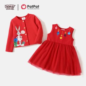 Looney Tunes Toddler Girl Front Button Coat and Mesh Dress