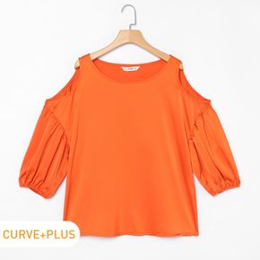 Women Plus Size Casual Cold Shoulder Long-sleeve Tee