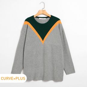 Women Plus Size Casual Colorblock Sweater