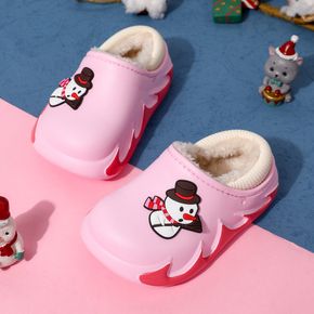 Toddler / Kid Snowman Graphic Warm Fleece-lining Hole Shoes