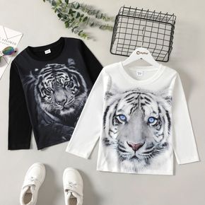 Kid Boy Casual 3D Animal Tiger Print Long-sleeve Tee