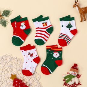 5-pack Baby / Toddler / Kid Christmas Print Socks