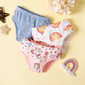3-piece Toddler Girl Unicorn/Rainbow/Heart Print Briefs Underwear
