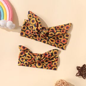 2-pack Allover Sunflower Print Bunny Ear Knot Headband for Mom and Me