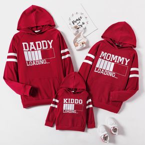 Progress Bar and Letter Print Wine Red Family Matching Long-sleeve Hoodies