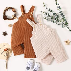 Baby Boy/Girl Solid Corduroy 3D Ears Sleeveless Jumpsuit Overalls