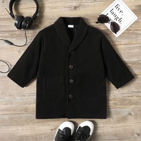 Toddler Boy/Girl Lapel Collar Black Single-Breasted Coat