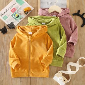 Toddler Boy/Girl Solid Color Zipper Hooded Sweatshirt