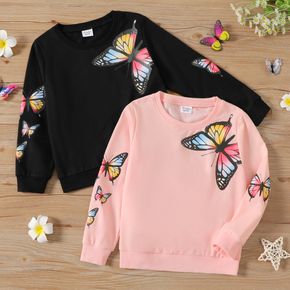 Kid Girl Butterfly Print Casual Pullover Sweatshirt