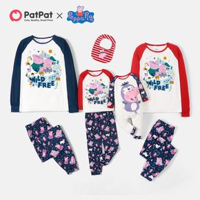 Peppa Pig Family Matching Colorblock Top and Allover Pants Pajamas Sets