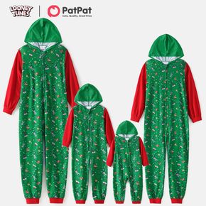 Looney Tunes Family Matching Christmas Light Allover Zip-up Hooded Pajamas Onesies