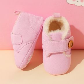 Baby / Toddler Button Decor Velcro Fleece-lining Prewalker Shoes