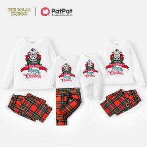 The Polar Express Family Matching Merry Christmas Top and Plaid Pants Pajamas Sets