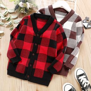 Toddler Boy/Girl Plaid Button Design Sweater Jacket