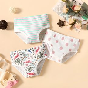 3-piece Toddler Girl Stripe/Polka dots/Animal Print Briefs Underwear