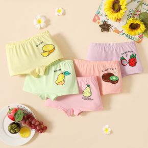 5-piece Toddler Girl Letter Fruit Print Underwear Boxer Briefs