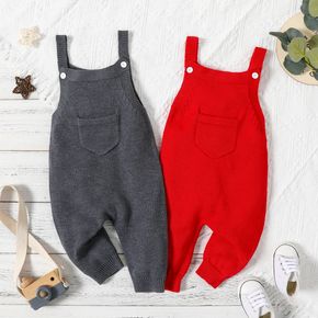 Baby Boy/Girl Solid Knitted Sleeveless Jumpsuit Overalls