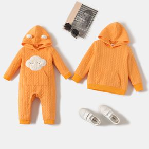 Sibling Matching Orange Imitation Knitting Long-sleeve Hoodies
