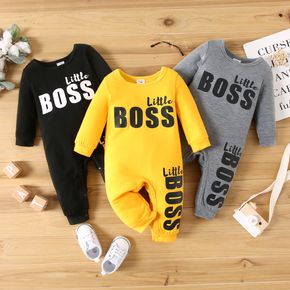 Baby Boy Letter Print Long Sleeve One-Piece Jumpsuit