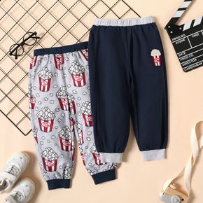Toddler Boy Food Popcorn Print Elasticized Pants