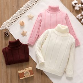 Toddler Girl Turtleneck Solid Color Sweater