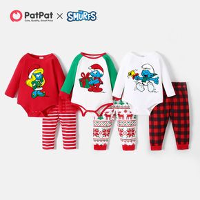 Smurfs Baby Boy/Girl Christmas Bodysuit Stripe and Plaid Pants