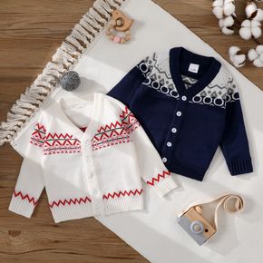 Baby Boy/Girl Striped V Neck Long-sleeve Button Knitted Cardigan Sweater