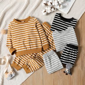 2-piece Toddler Boy Stripe Pullover Sweatshirt and Pants Set