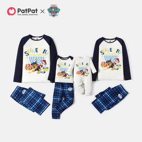 Paw Patrol Familie passender Pyjama mit Shineon-Farbblock-Oberteil und karierter Hose