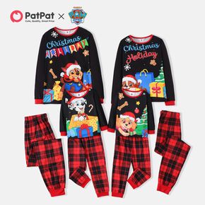 Paw Patrol Familie passend zu Weihnachten großes grafisches Oberteil und karierte Hosen-Pyjamas-Sets