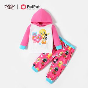 Looney Tunes 2-piece Baby Girl  Tweety Pink Heart Sweatshirt and Allover Pants Set