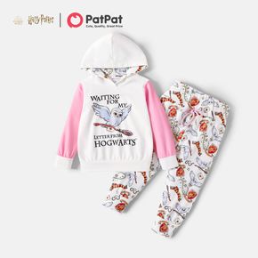 Harry Potter toddler Girl 2-piece Pink Owl Hooded Sweatshirt and Allover Pants Set