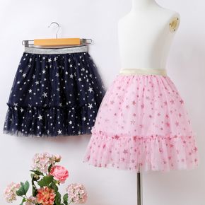 Kid Girl Stars Glitter Design Mesh Skirt