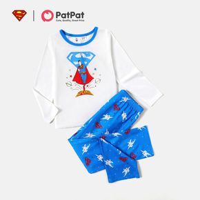 Superman 2-piece Kids Boy Super Hero Long-sleeve Top and Allover Print Pants Pajamas Set