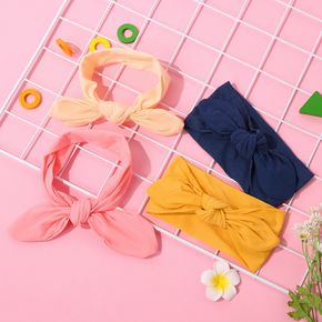 Pure Color Bunny Ears Soft Wide Headband for Girls