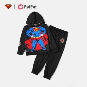 Superman 2-piece Kid Boy Black Hoodie Sweatshirt and  Elasticized Pants Set