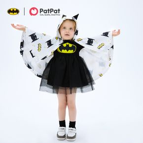 Batman Toddler Girl  Black Mesh Dress and Allover Hooded Cloak/Coat