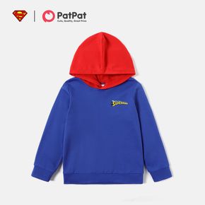 Superman Kids Boy Colorblock  Hooded Allover Sweatshirt