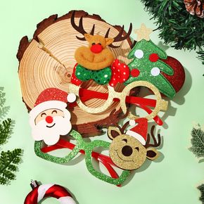 2-pack Christmas Elk Santa Claus Pine Tree Decorative Glasses Party Supplies