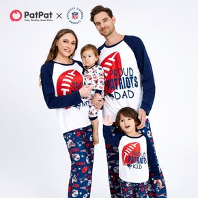 NFL Family Matching PATROTS Colorblock Top and Allover Pants Pajamas Sets
