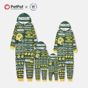 NFL Family Matching GREEN BAY PACKERS Allover Hooded Zip-up Pajamas Onesies