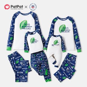 NFL Family Matching SEAHAWKS Colorblock Top and Allover Pants Pajamas Sets