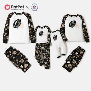 NFL Family Matching Proud Saints Colorblock Top and Allover Pants Pajamas Sets