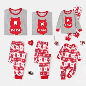 Christmas Bear and Letter Print Snug Fit Family Matching Long-sleeve Pajamas Sets