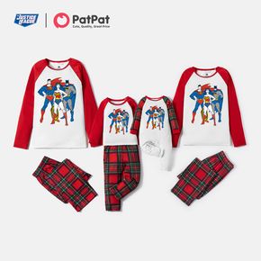 Justice League Family Matching Super Heroes Top and Plaid Pants Pajamas Sets