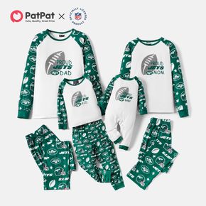 NFL Family Matching JETS Colorblock Top and Allover Pants Pajamas Sets
