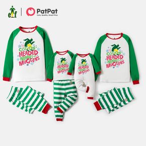 ELF Family Matching Christmas Colorblock Pajamas Top and Stripe Pants