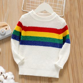 Toddler Boy/Girl Rainbow Striped Waffle Sweater
